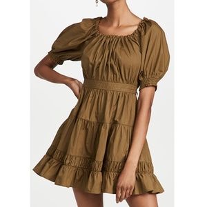 Ulla Johnson Celia Poplin Mini Dress in Military